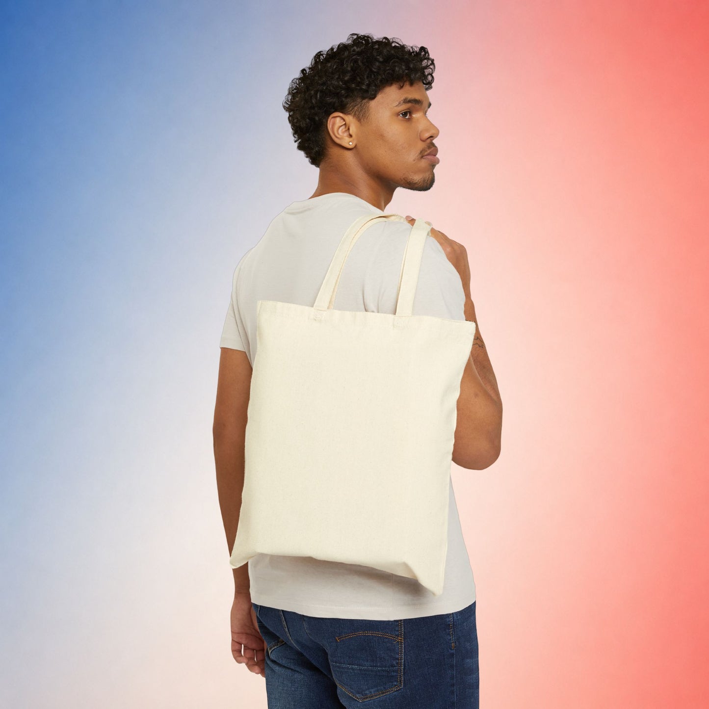 American Flag with State Flower Stars Canvas Tote