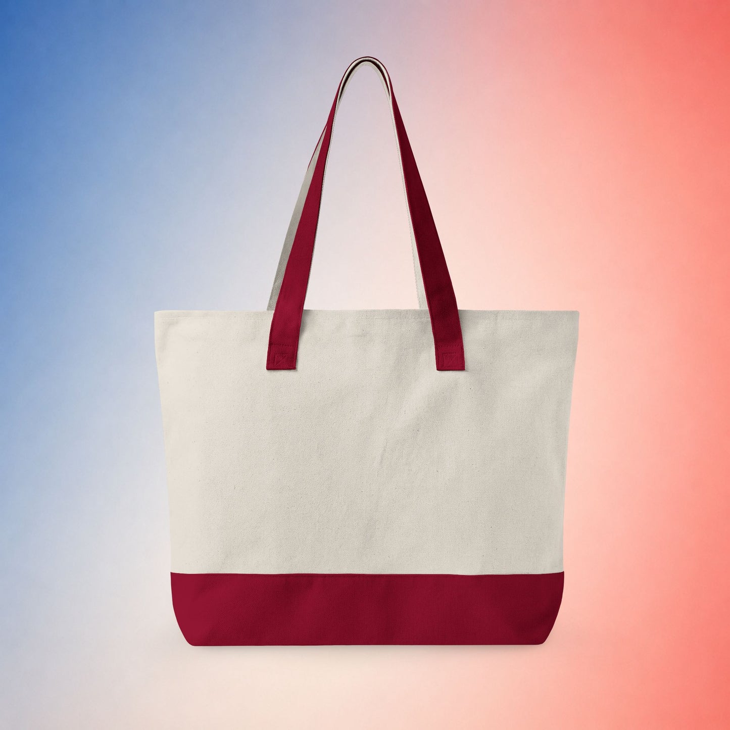 State Flower Stars and Stripes Zippered Canvas Tote