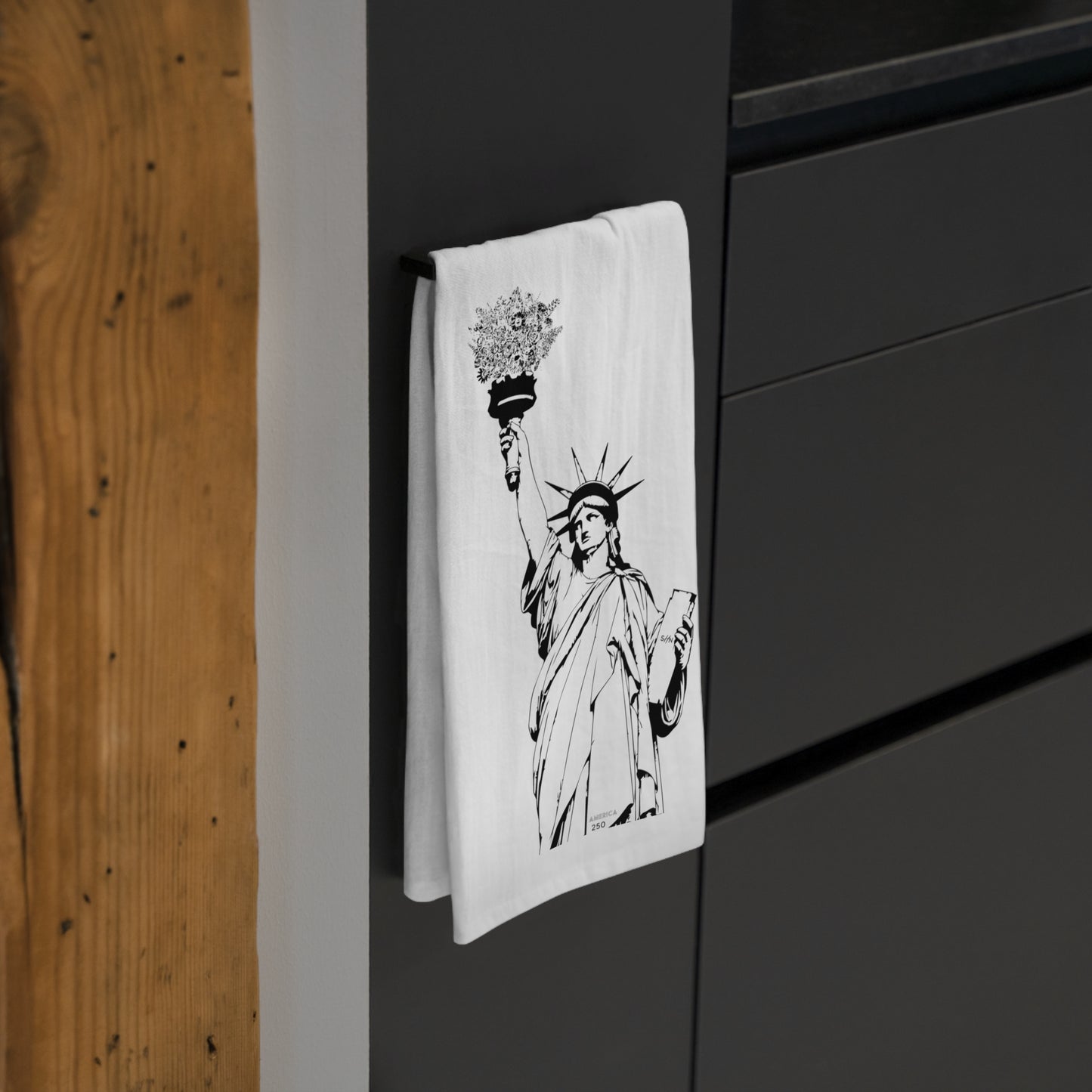 Lady Liberty with State Flowers Tea Towel