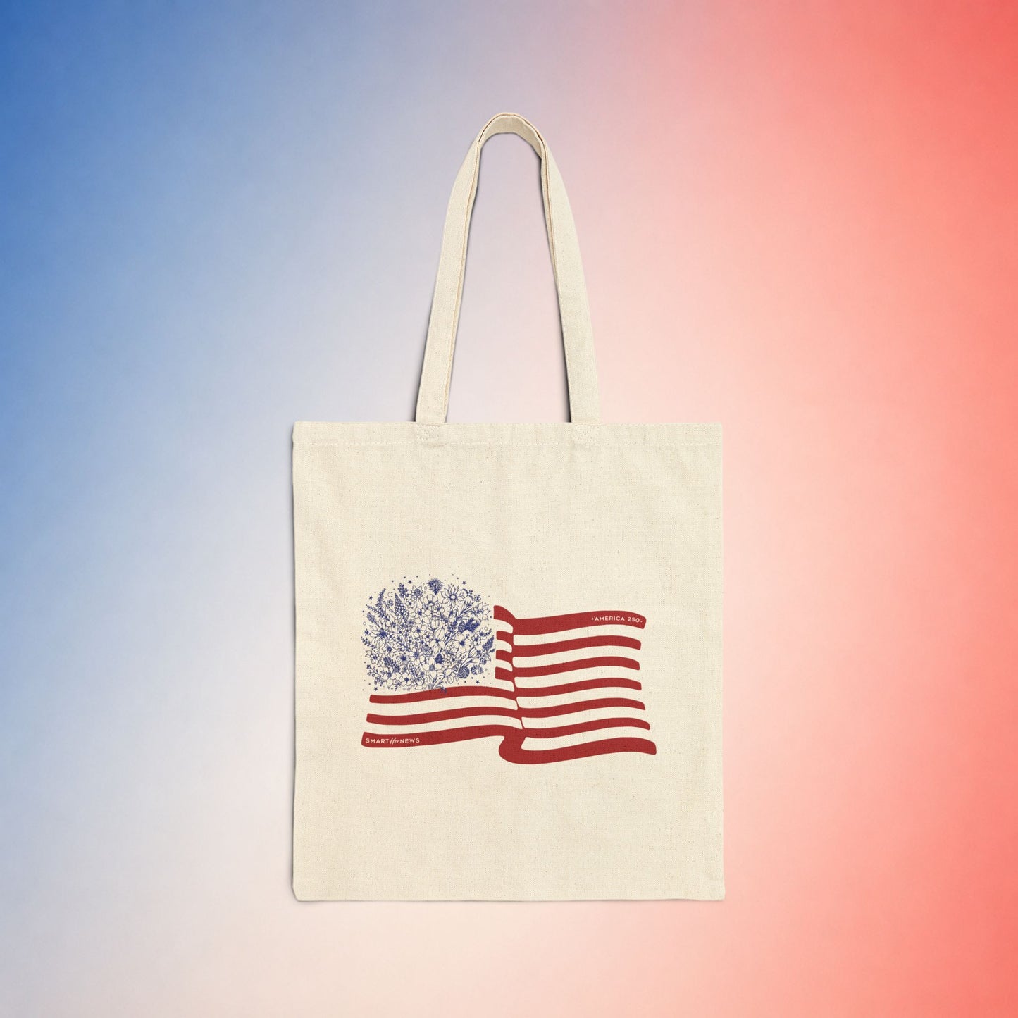 American Flag with State Flower Stars Canvas Tote