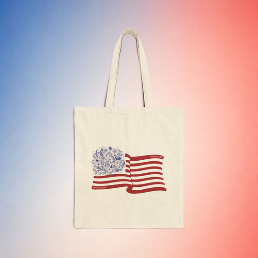 American Flag with State Flower Stars Canvas Tote