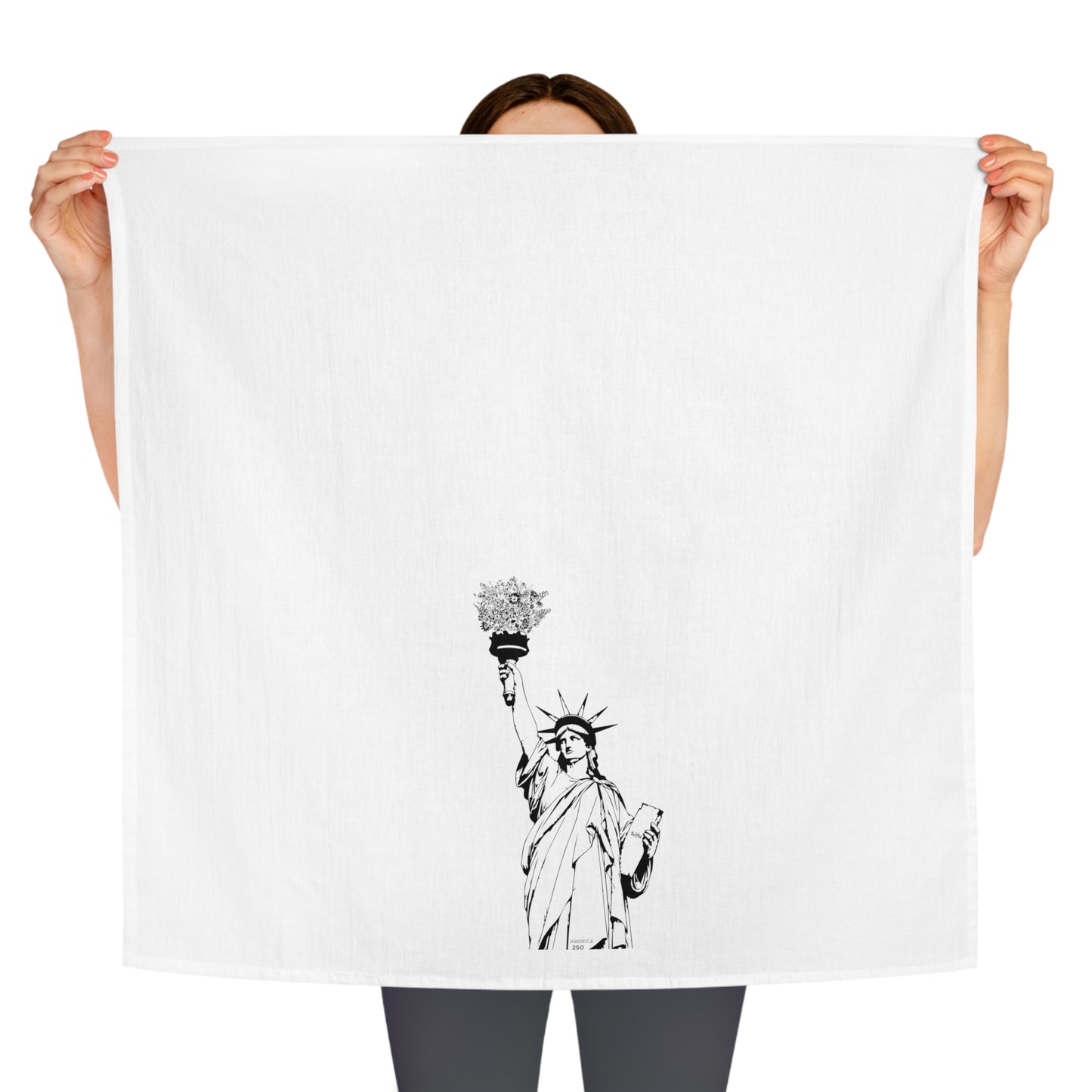 Lady Liberty with State Flowers Tea Towel